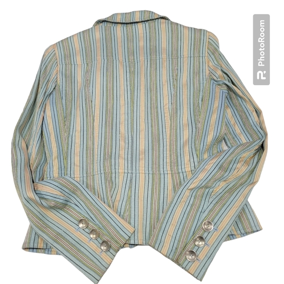VINTAGE Carlisle Striped Silk Lined Jacket Blazer Career Size 6 - Picture 14 of 15